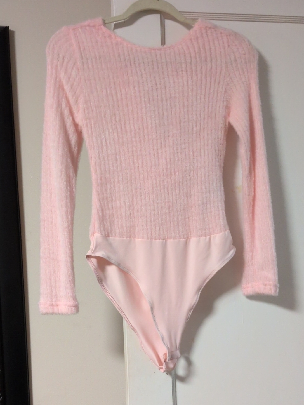 SHEIN Light Pink Long Sleeve Women's One-Piece Bodysuit